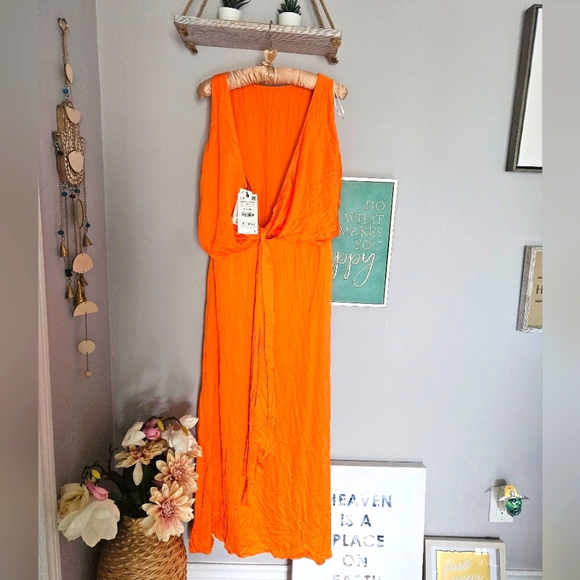 ZARA Draped Orange dress NWT - Picture 13 of 16